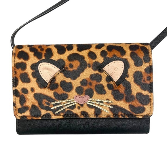 Kate spade leopard cat crossbody wallet clutch - Picture 1 of 7